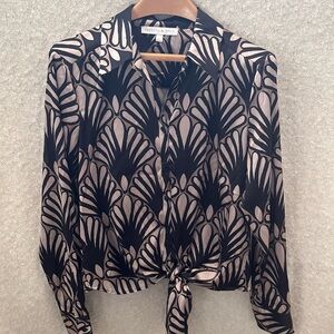 Preston & York Black and Cream Art Deco Blouse